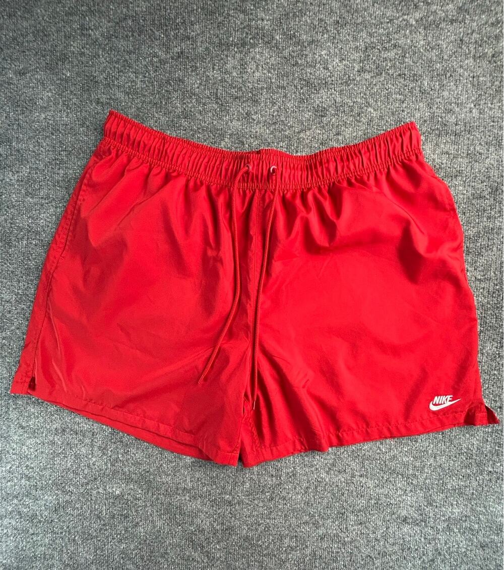 Nike Swim Trunks Shorts Red Mesh Lined Drawstring Men's XXL Vintage Swoosh